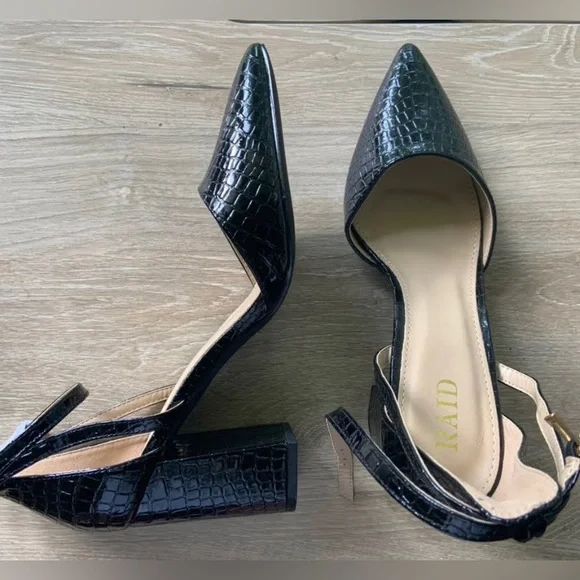 Croc effect block heel shoes - Picture 1 of 3